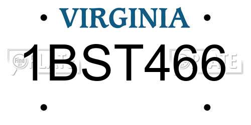 1BST466 Virginia License Plate