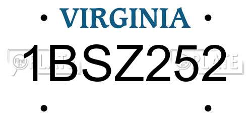 1BSZ252 Virginia License Plate