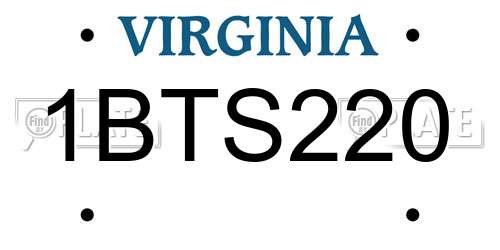 1BTS220 Virginia License Plate