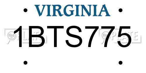 1BTS775 Virginia License Plate