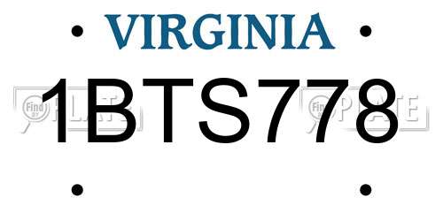 1BTS778 Virginia License Plate