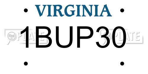 1BUP30 Virginia License Plate