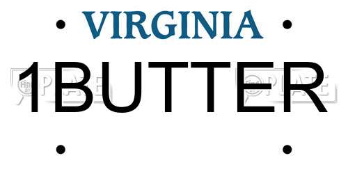 1BUTTER Virginia License Plate