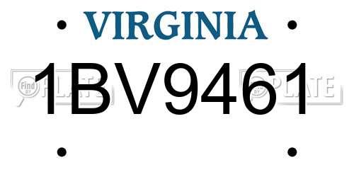 1BV9461 Virginia License Plate