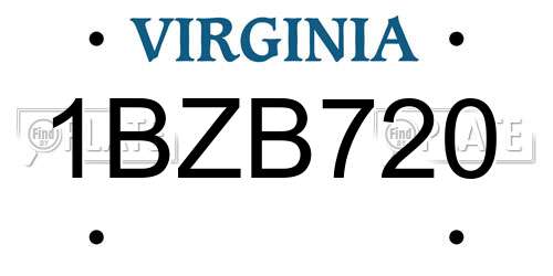1BZB720 Virginia License Plate