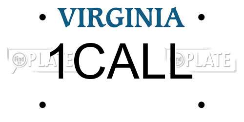 1CALL Virginia License Plate