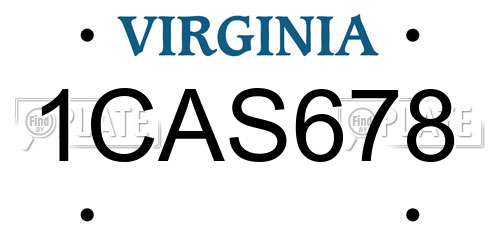 1CAS678 Virginia License Plate