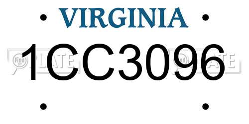 1CC3096 Virginia License Plate