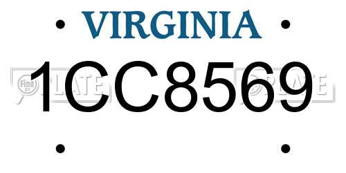 1CC8569 Virginia License Plate