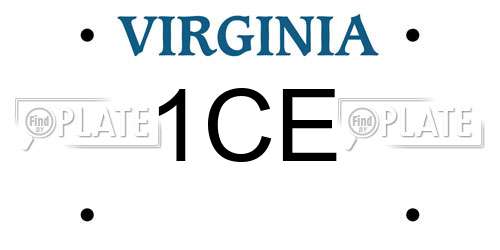 1CE Virginia License Plate