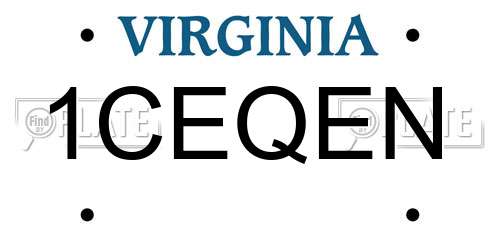 1CEQEN Virginia License Plate