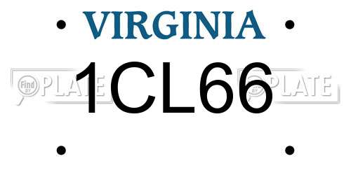 1CL66 Virginia License Plate