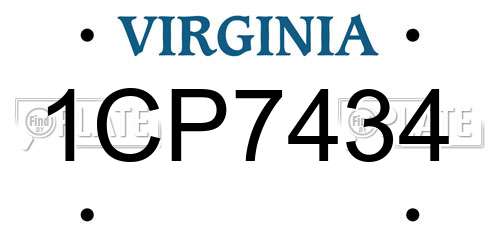 1CP7434 Virginia License Plate