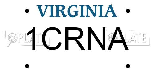 1CRNA Virginia License Plate