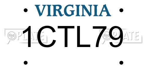 1CTL79 Virginia License Plate