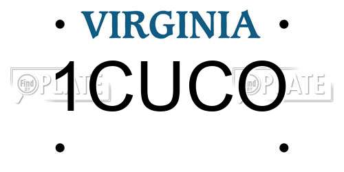1CUCO Virginia License Plate