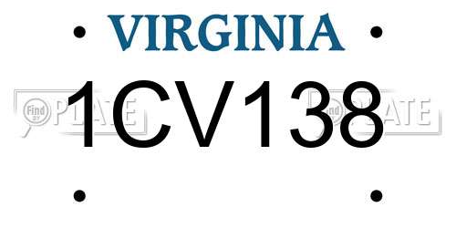 1CV138 Virginia License Plate