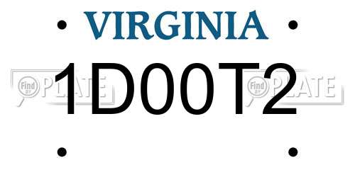 1D00T2 Virginia License Plate
