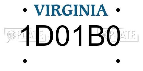 1D01B0 Virginia License Plate