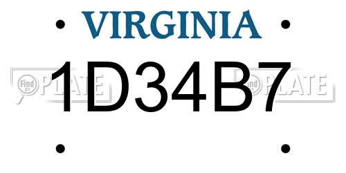 1D34B7 Virginia License Plate