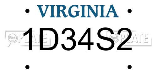 1D34S2 Virginia License Plate