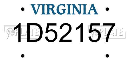 1D52157 Virginia License Plate