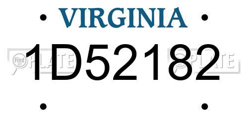 1D52182 Virginia License Plate