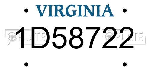 1D58722 Virginia License Plate