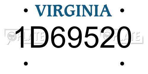 1D69520 Virginia License Plate