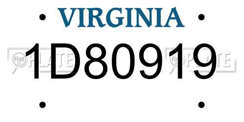 1D80919 Virginia License Plate