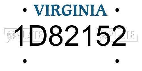 1D82152 Virginia License Plate