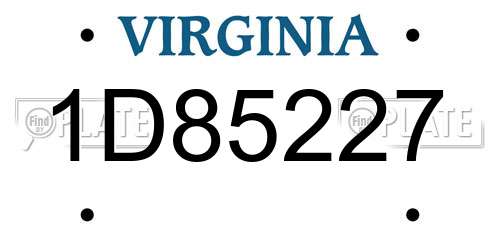 1D85227 Virginia License Plate