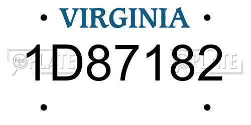 1D87182 Virginia License Plate