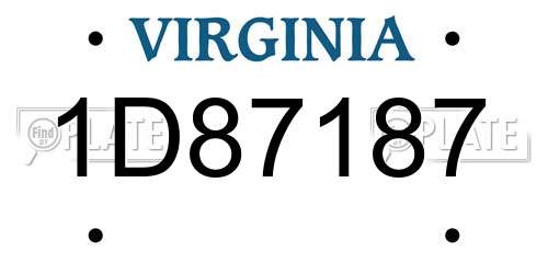 1D87187 Virginia License Plate