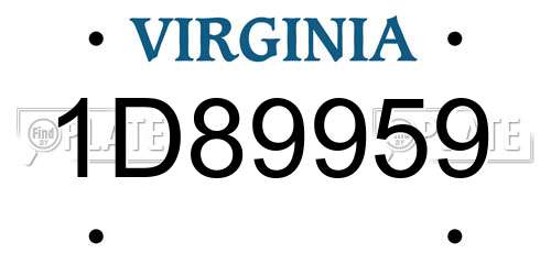 1D89959 Virginia License Plate