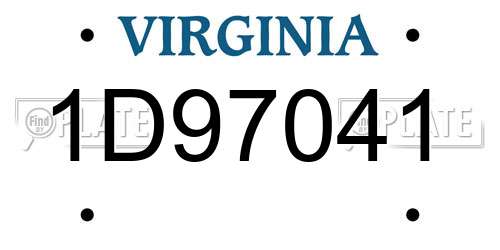 1D97041 Virginia License Plate