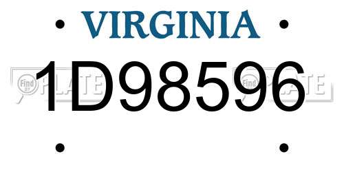 1D98596 Virginia License Plate