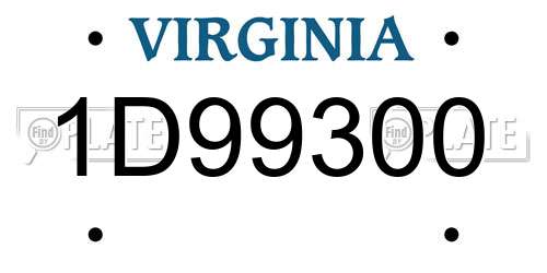 1D99300 Virginia License Plate