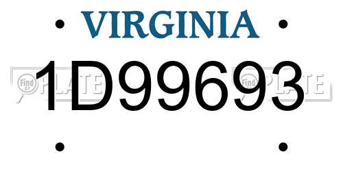 1D99693 Virginia License Plate