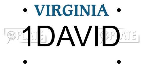 1DAVID Virginia License Plate