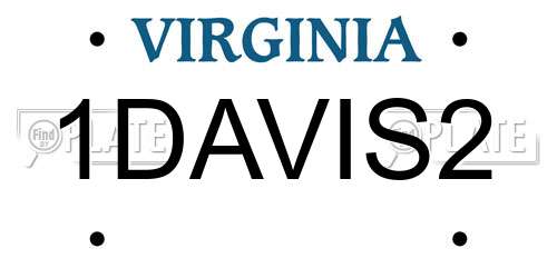 1DAVIS2 Virginia License Plate