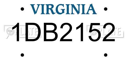 1DB2152 Virginia License Plate