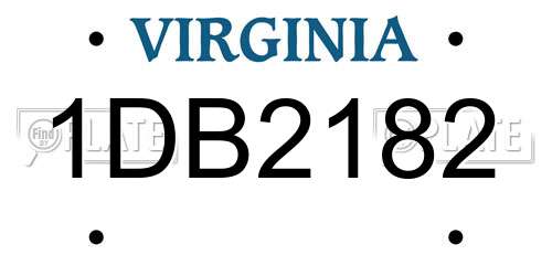 1DB2182 Virginia License Plate