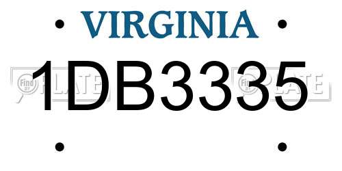 1DB3335 Virginia License Plate