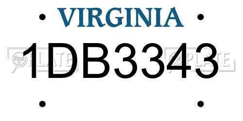 1DB3343 Virginia License Plate