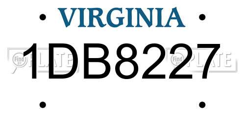 1DB8227 Virginia License Plate
