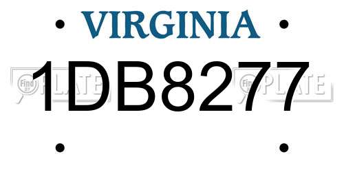 1DB8277 Virginia License Plate