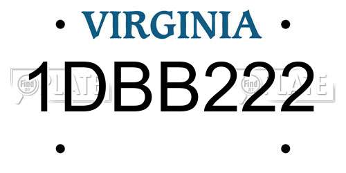 1DBB222 Virginia License Plate
