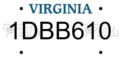1DBB610 Virginia License Plate