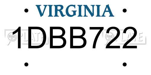 1DBB722 Virginia License Plate